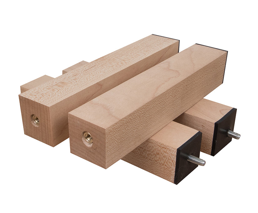 Platform Legs / Risers - Solid Hardwood - 1½" x 1½" - w/ Viscoelastic Damping Pad (Set of 4)