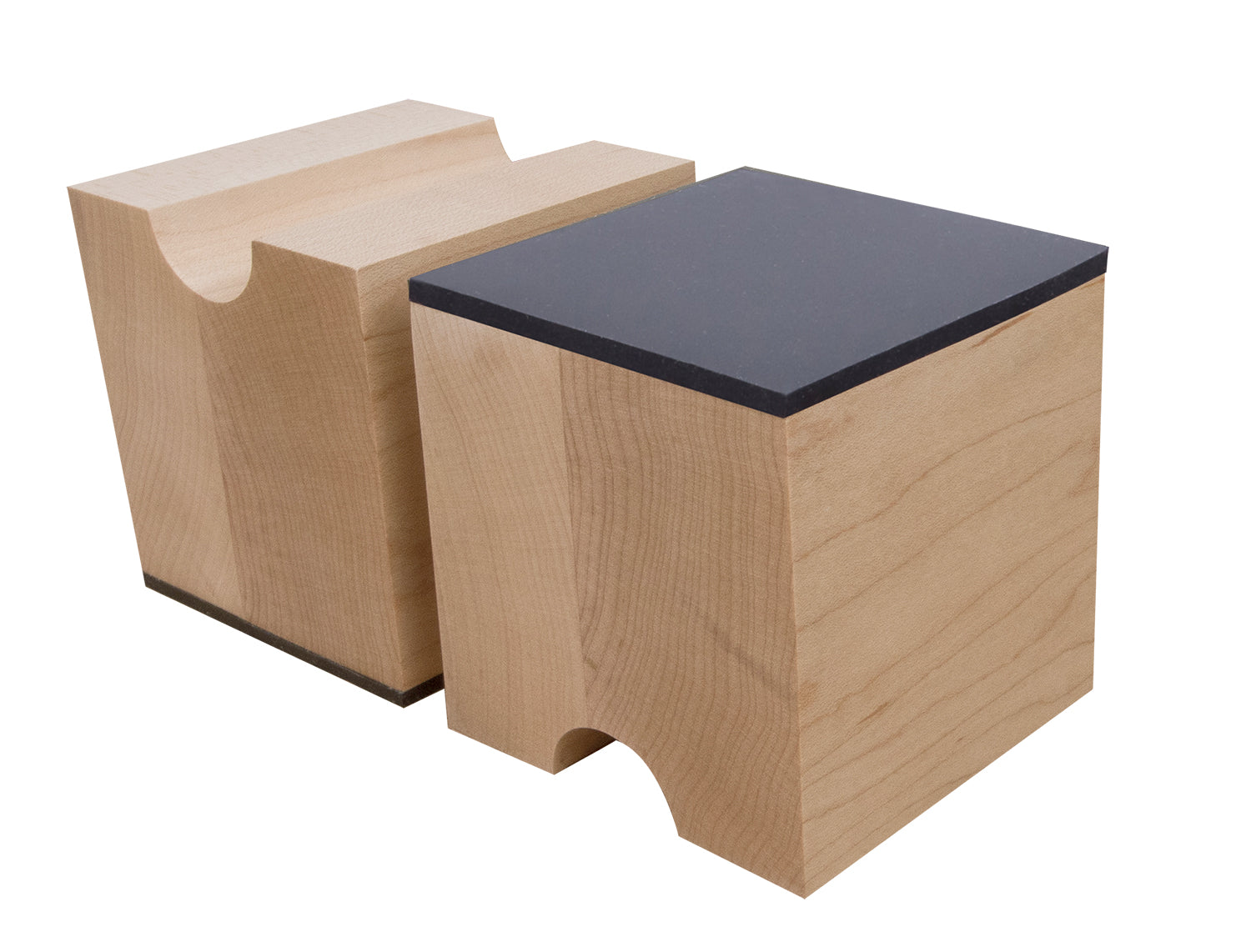 Cable Risers - Solid Hardwood - 3" x 3" x 3⅛" w/ Viscoelastic Damping Pad (Set of 4)