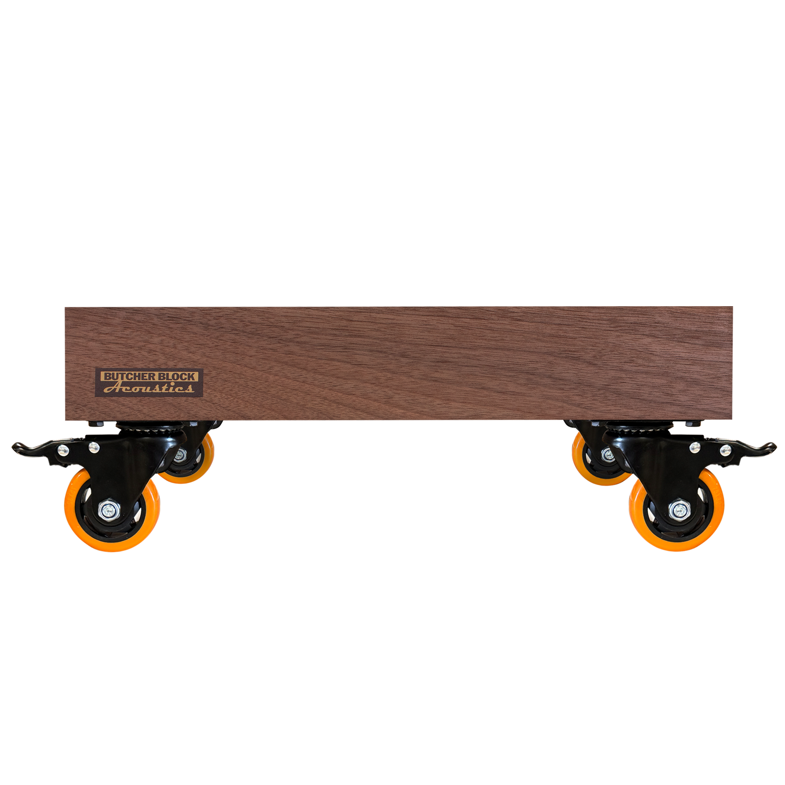 Goliath Mobile Audio Stands - Solid Walnut Platforms with 3" Polyurethane Swivel Plate Casters