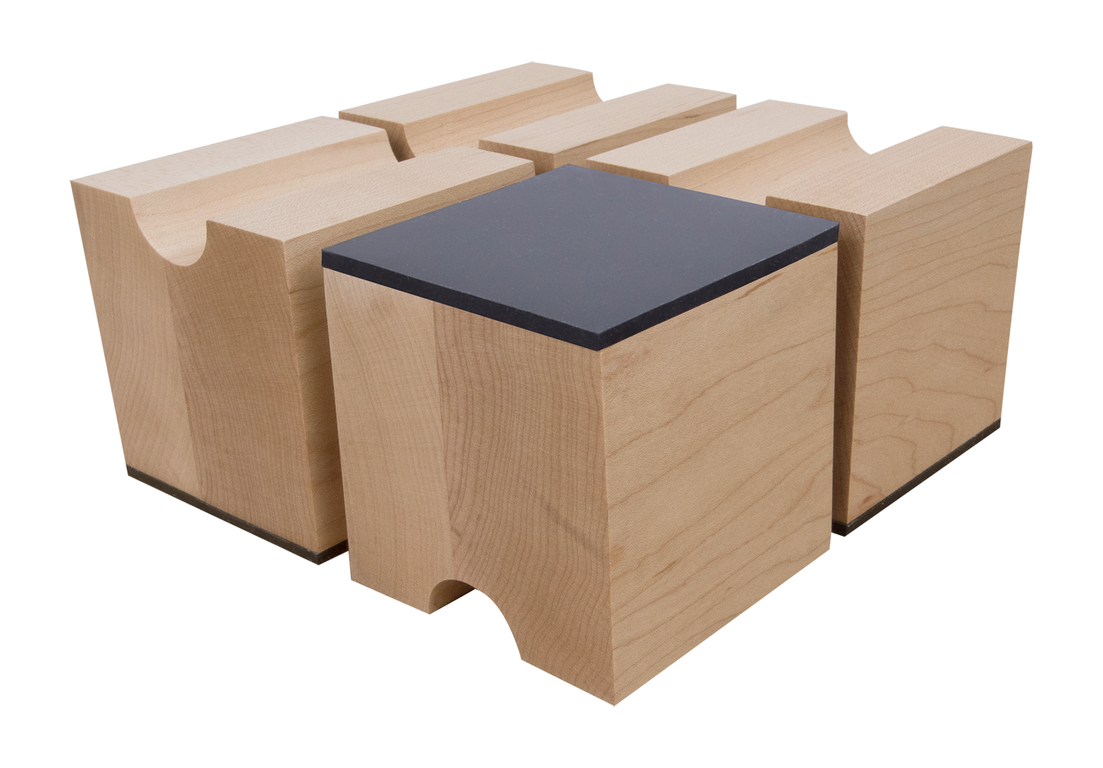 Cable Risers - Solid Hardwood - 3" x 3" x 3⅛" w/ Viscoelastic Damping Pad (Set of 4)