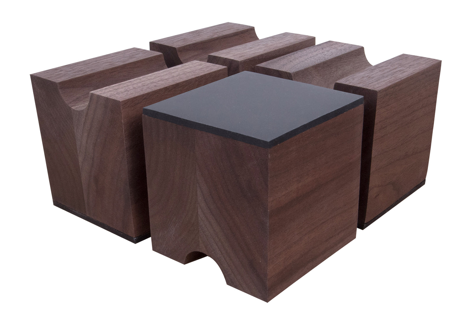 Cable Risers - Solid Hardwood - 3" x 3" x 3⅛" w/ Viscoelastic Damping Pad (Set of 4)