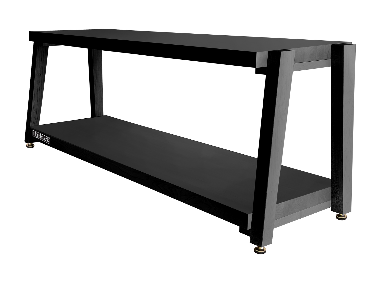 rigidrack® - 2 Shelf Rack - 1½" Thick Solid Midnite Maple Shelves - 1½" Midnite Maple Legs - 12" Shelf Spacing | Choice of Footer *** Ships Within 3 Weeks of Order Date ***
