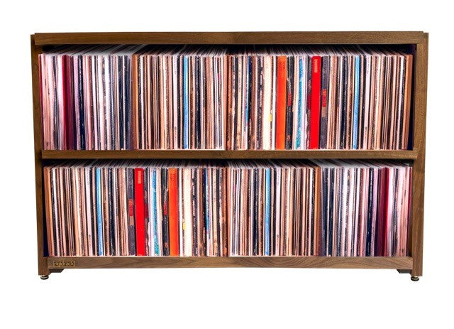 rigidrack® Record Rack - 2 Tier - 1½" Thick Solid Walnut Shelves - 1½" Walnut Legs