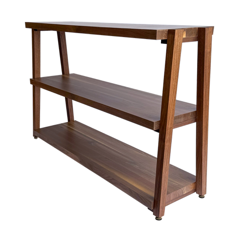 rigidrack® Record Rack - 2 Tier - 1½" Thick Solid Walnut Shelves - 1½" Walnut Legs
