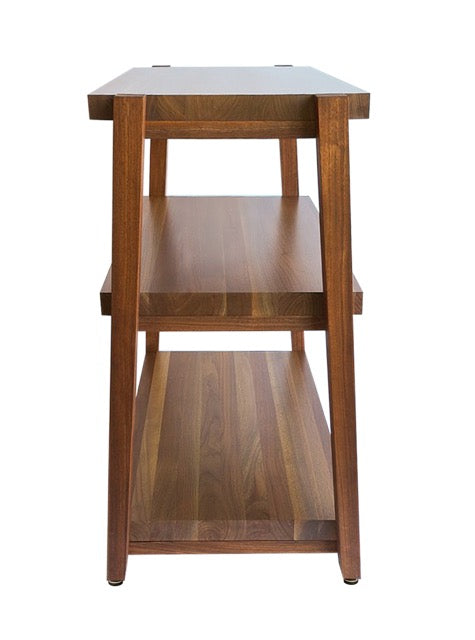 rigidrackPLUS - 3 Shelf Rack - 1½" Thick Solid Walnut Shelves - 1½" Walnut Legs - Extended Shelf Spacing