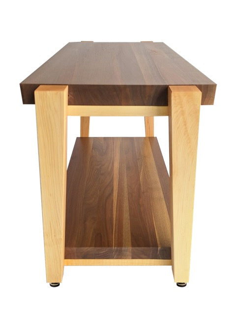 rigidrack® Record Rack - 1 Tier - 1½" Thick Solid Walnut Shelves - 1½" Maple Legs