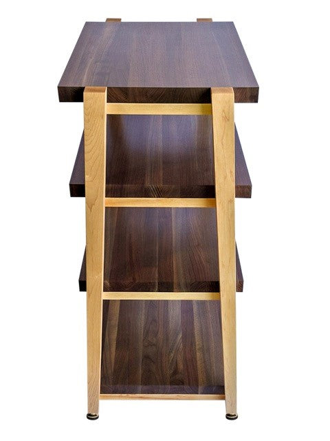 rigidrackPLUS - 4 Shelf Rack - 1½" Thick Solid Walnut Shelves - 1⅝" Maple Legs - Extended Shelf Spacing
