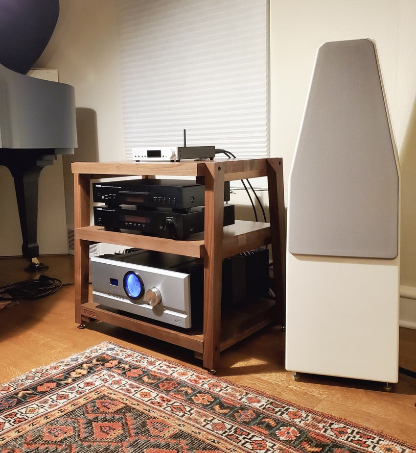 rigidrack® - 3 Shelf Rack - 1½" Thick Solid Walnut Shelves - 1½" Walnut Legs - Standard Shelf Spacing