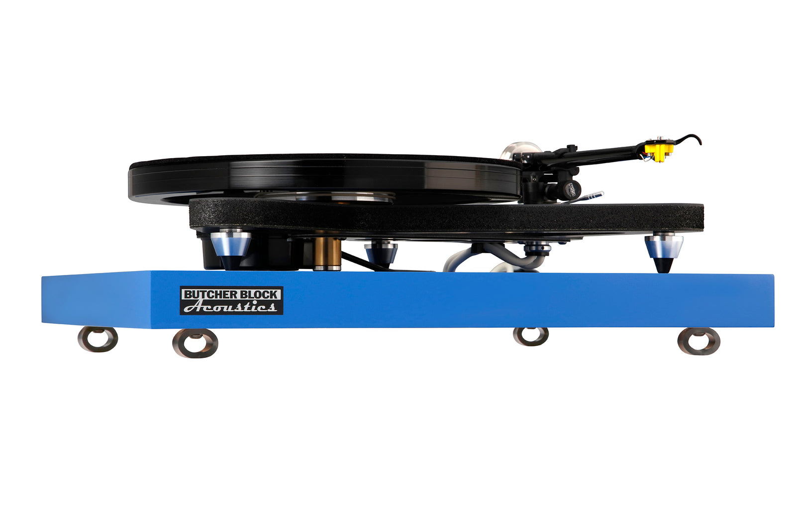 Solid Maple Edge-Grain Blue Audio Platforms w/ Threaded Brass Inserts - 1½" Thick