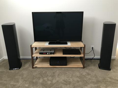 rigidrack® - 3 Shelf Rack - 1½" Thick Solid Maple Shelves - 1½" Walnut Legs - Standard Shelf Spacing