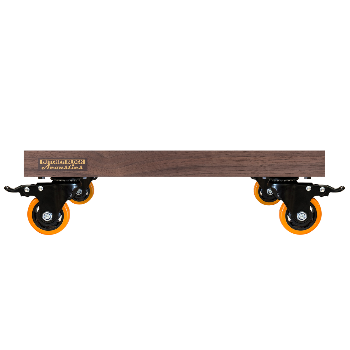 Goliath Mobile Audio Stands - Solid Walnut Platforms with 3" Polyurethane Swivel Plate Casters