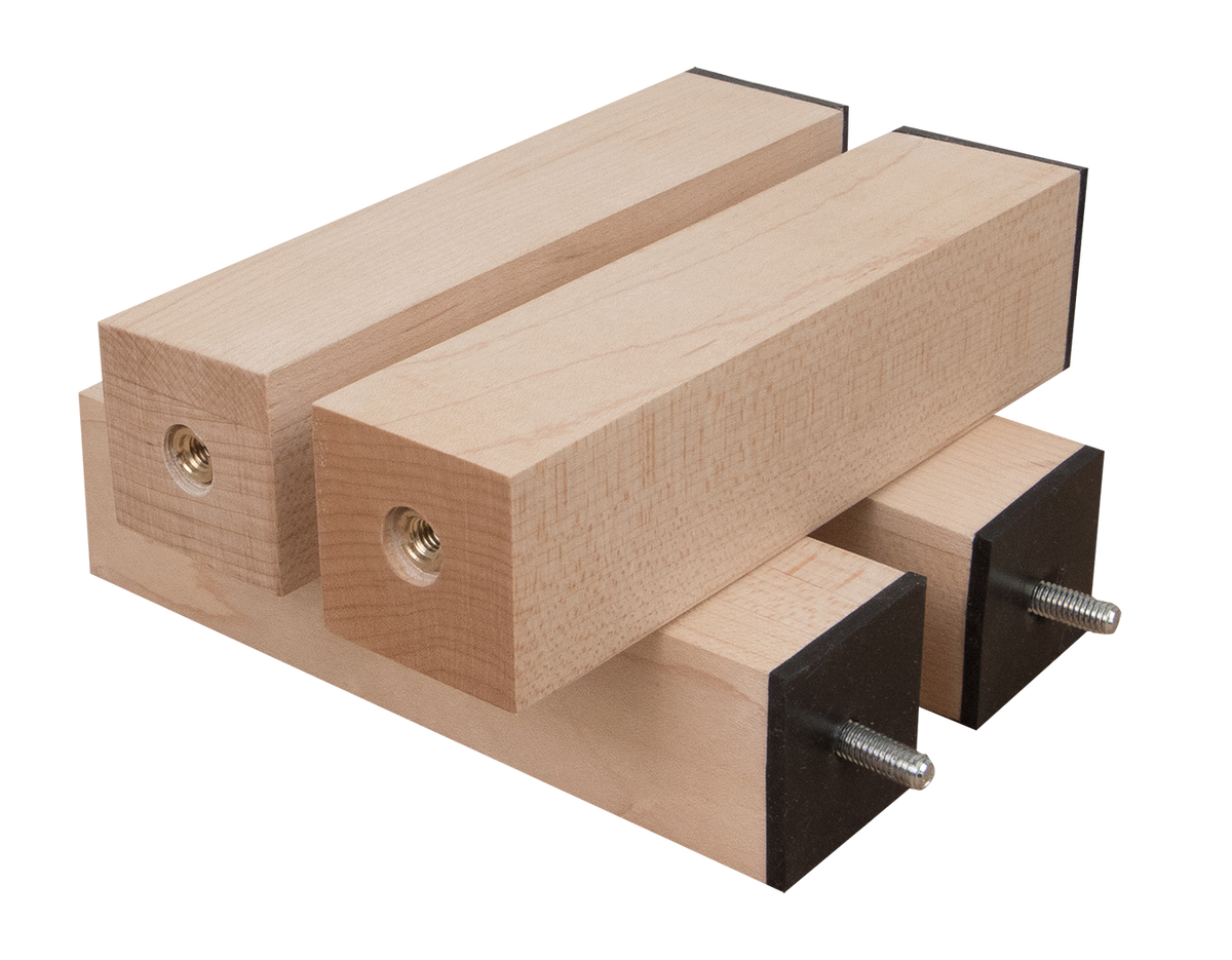 PLATFORM LEGS / RISERS - SOLID HARDWOOD - 1½&quot; x 1½&quot; - W/ VISCOELASTIC DAMPING PAD (SET OF 4) Platform Legs / Risers - Solid Hardwood - 1½&quot; x 1½&quot; - w/ Viscoelastic Damping Pad (Set of 4)