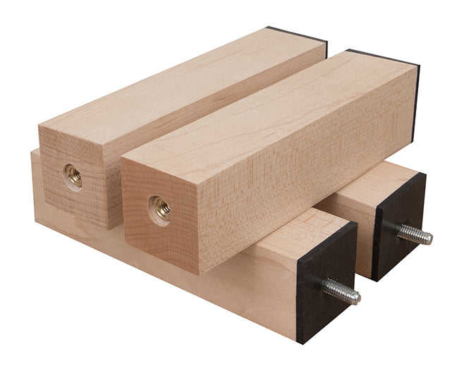 Platform Legs / Risers - Solid Hardwood - 1½" x 1½" - w/ Viscoelastic Damping Pad (Set of 4)