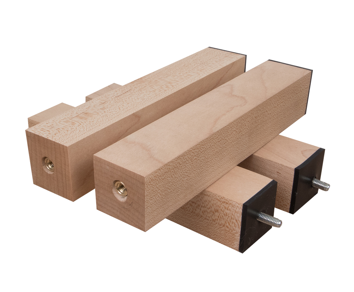 PLATFORM LEGS / RISERS - SOLID HARDWOOD - 1½&quot; x 1½&quot; - W/ VISCOELASTIC DAMPING PAD (SET OF 4) Platform Legs / Risers - Solid Hardwood - 1½&quot; x 1½&quot; - w/ Viscoelastic Damping Pad (Set of 4)