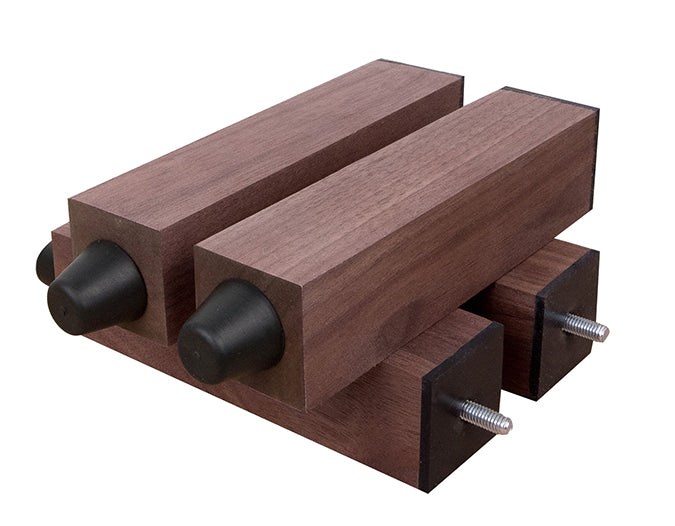 Platform Legs / Risers - Solid Hardwood - 1½" x 1½" - w/ Viscoelastic Damping Pad (Set of 4)