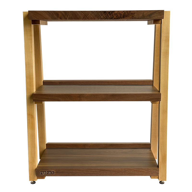 rigidrack® Record Rack - 2 Tier - 1½" Thick Solid Walnut Shelves - 1½" Maple Legs
