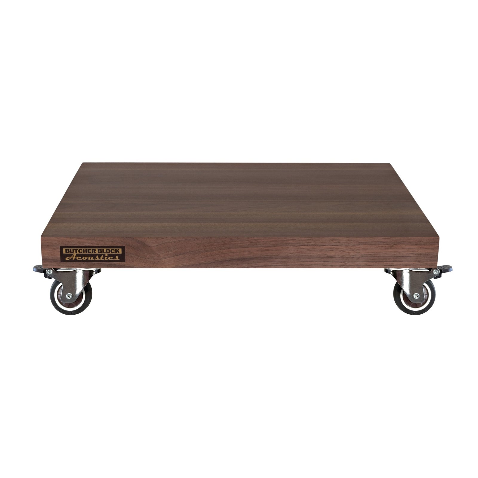 Mobile Audio Stands - Solid Walnut Platforms with 2" TPE Swivel Stem Casters
