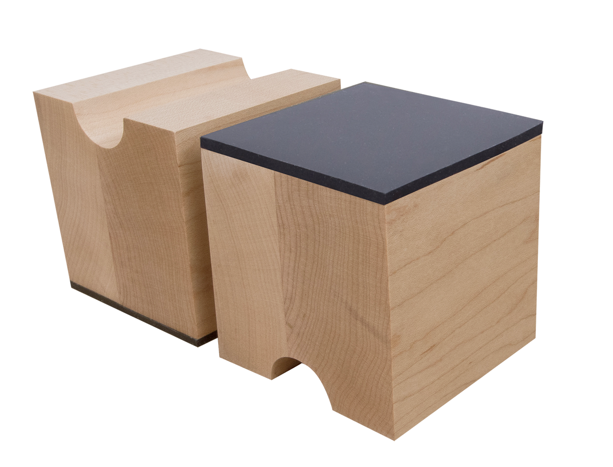 Cable Risers - Solid Hardwood - 3&quot; x 3&quot; x 3⅛&quot; w/ Viscoelastic Damping Pad (Set of 4)