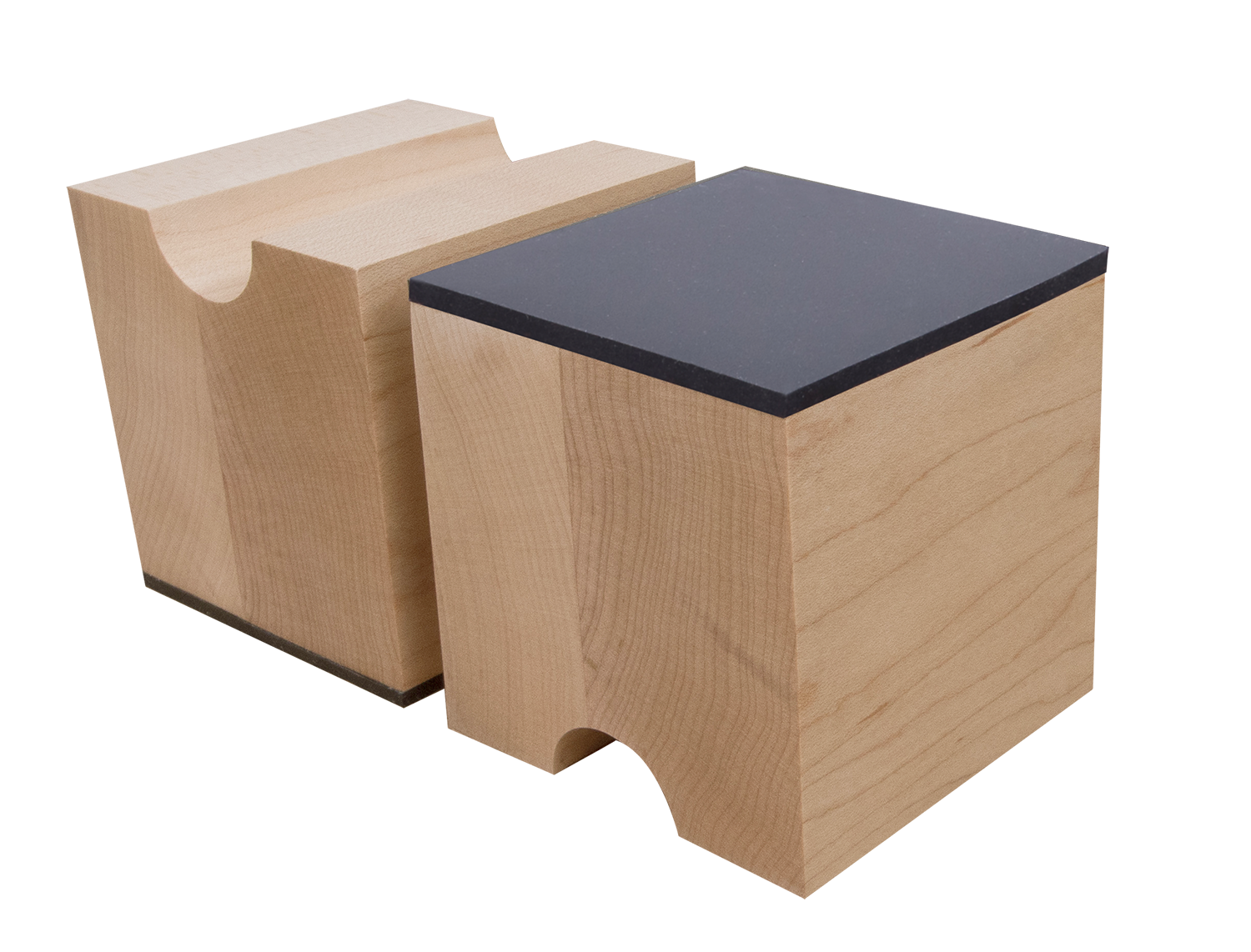 Cable Risers - Solid Hardwood - 3" x 3" x 3⅛" w/ Viscoelastic Damping Pad (Set of 4)