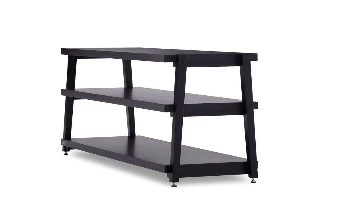 + rigidrackPLUS - 3 Shelf Rack - 1½" Thick Solid Midnite Maple Shelves - 1½" Midnite Maple Legs - Extended Shelf Spacing | Choice of Footer *** Estimated Ship Date: 3 Weeks from Date of Order ***