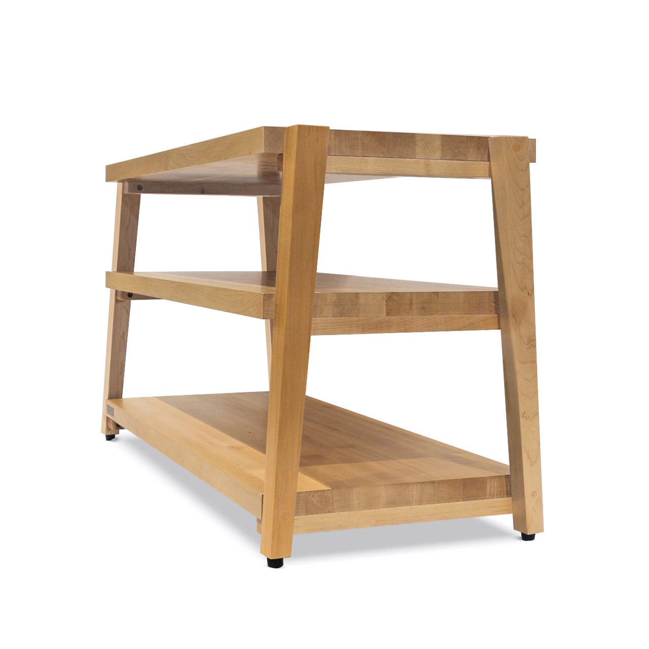 + rigidrackPLUS - 3 Shelf Rack - 1½" Thick Solid Maple Shelves - 1½" Maple Legs - Extended Shelf Spacing | Choice of Footer