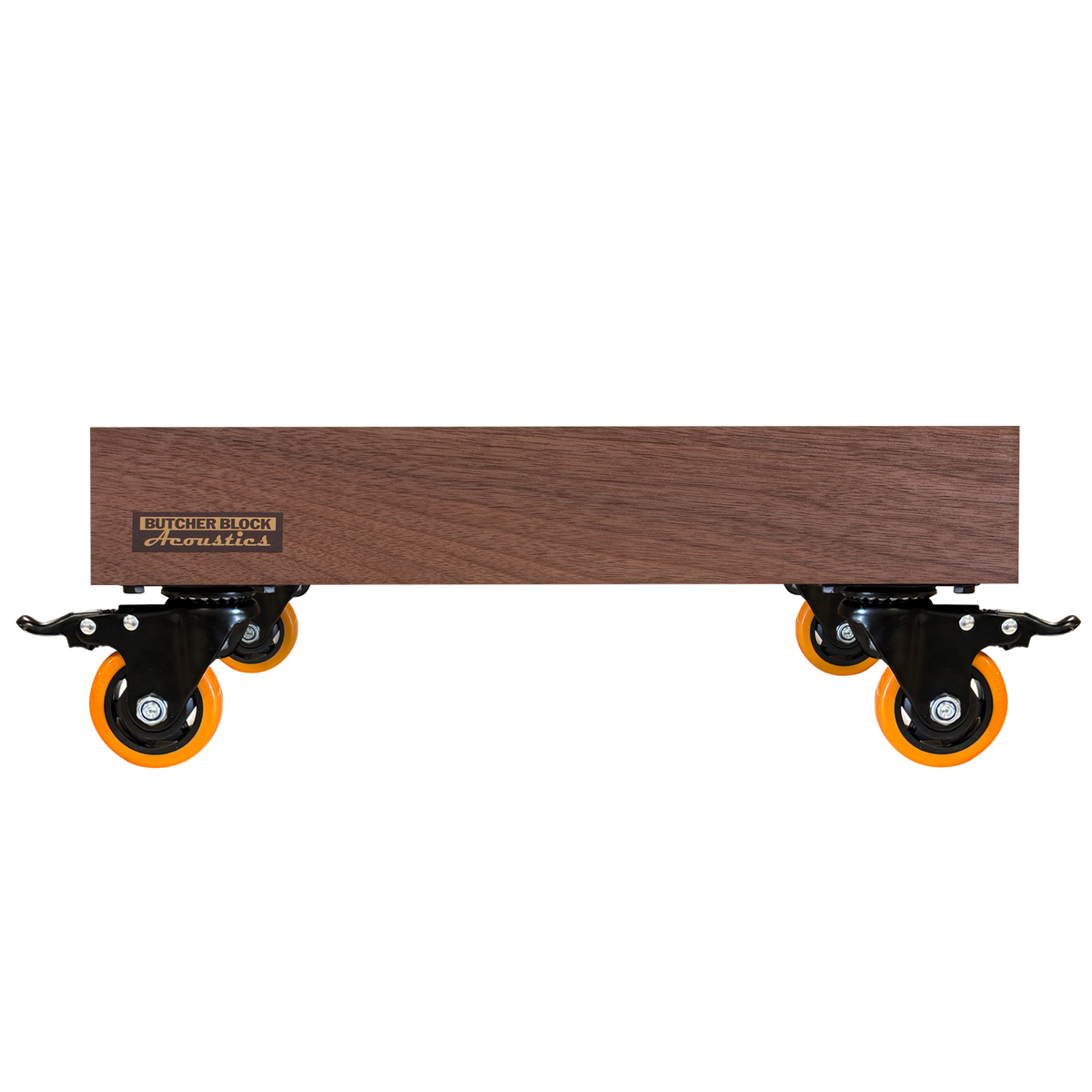 Goliath Mobile Audio Stands - Solid Walnut Platforms with 3" Polyurethane Swivel Plate Casters