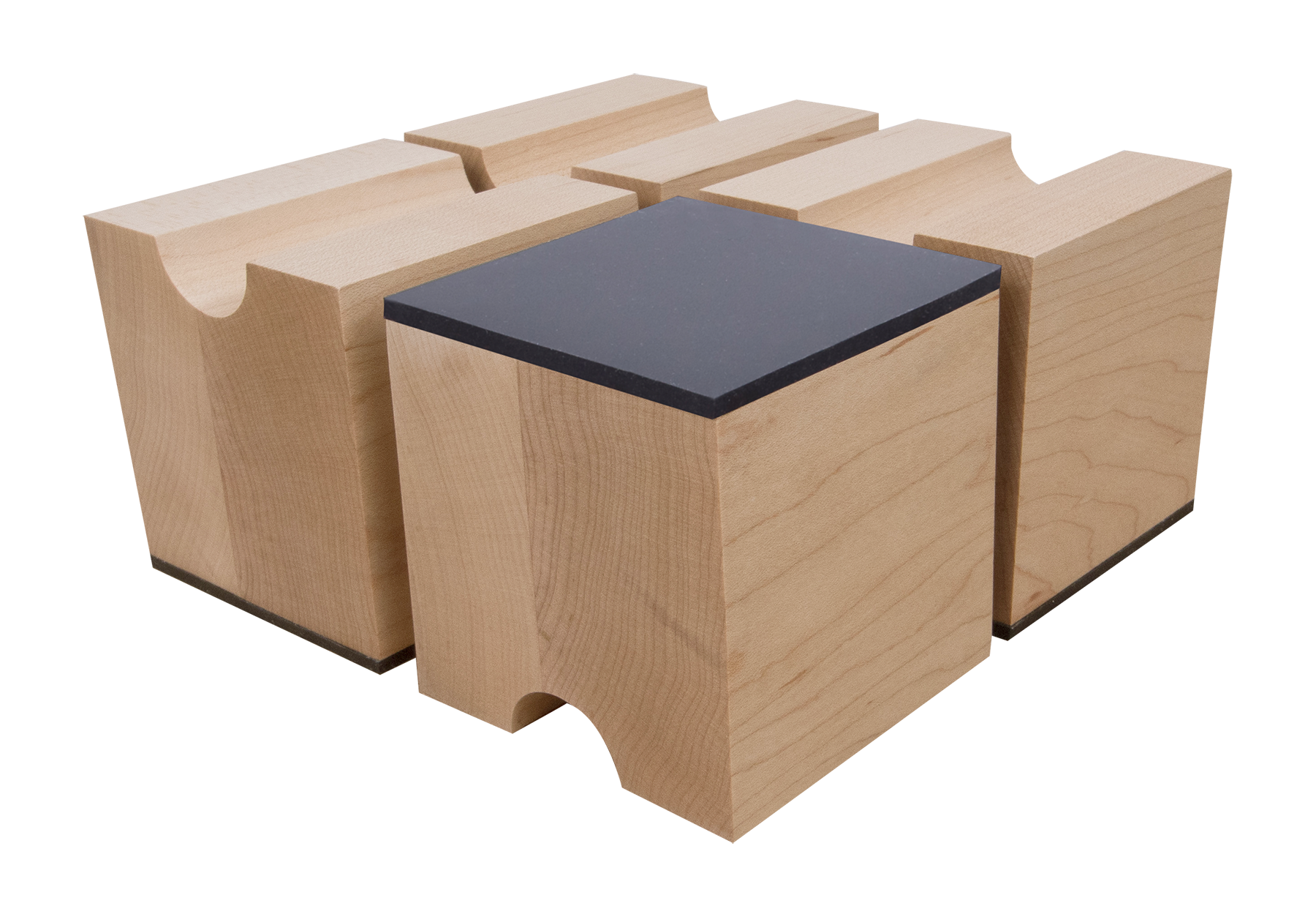 Cable Risers - Solid Hardwood - 3" x 3" x 3⅛" w/ Viscoelastic Damping Pad (Set of 4)