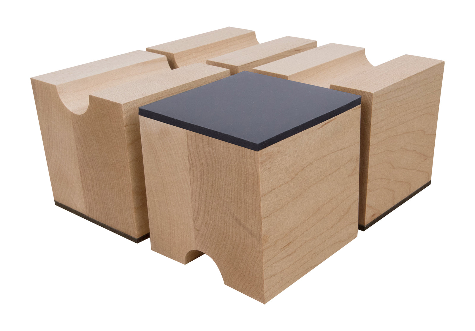 Cable Risers - Solid Hardwood - 3" x 3" x 3⅛" w/ Viscoelastic Damping Pad (Set of 4)