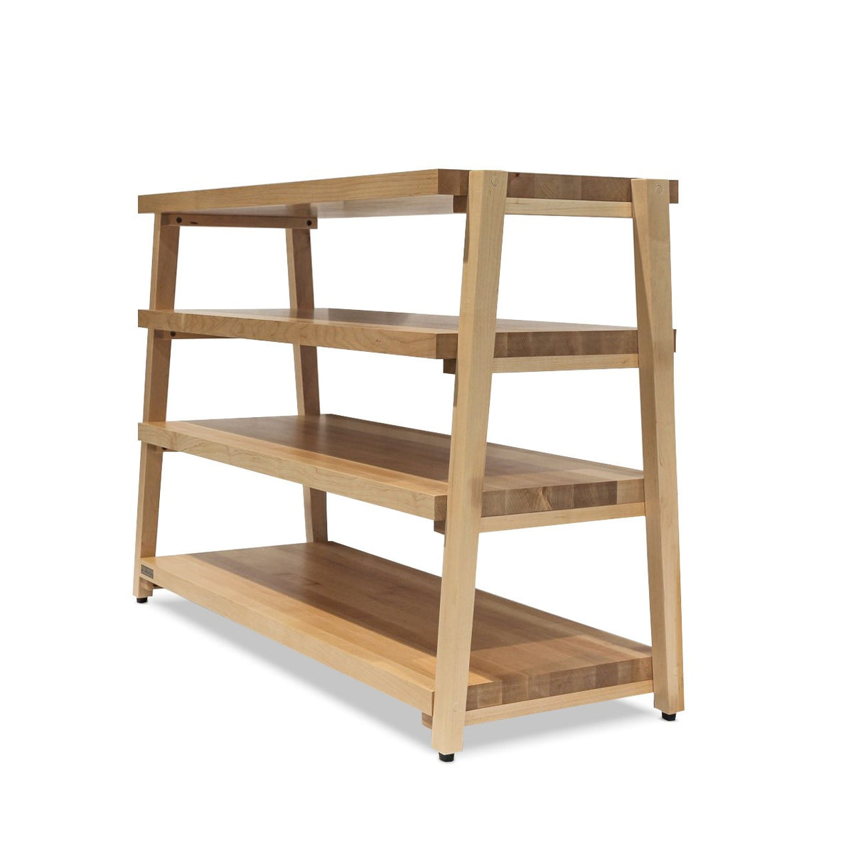 + rigidrackPLUS - 4 Shelf Rack - 1½" Thick Solid Maple Shelves - 1⅝" Maple Legs - Extended Shelf Spacing | Choice of Footer