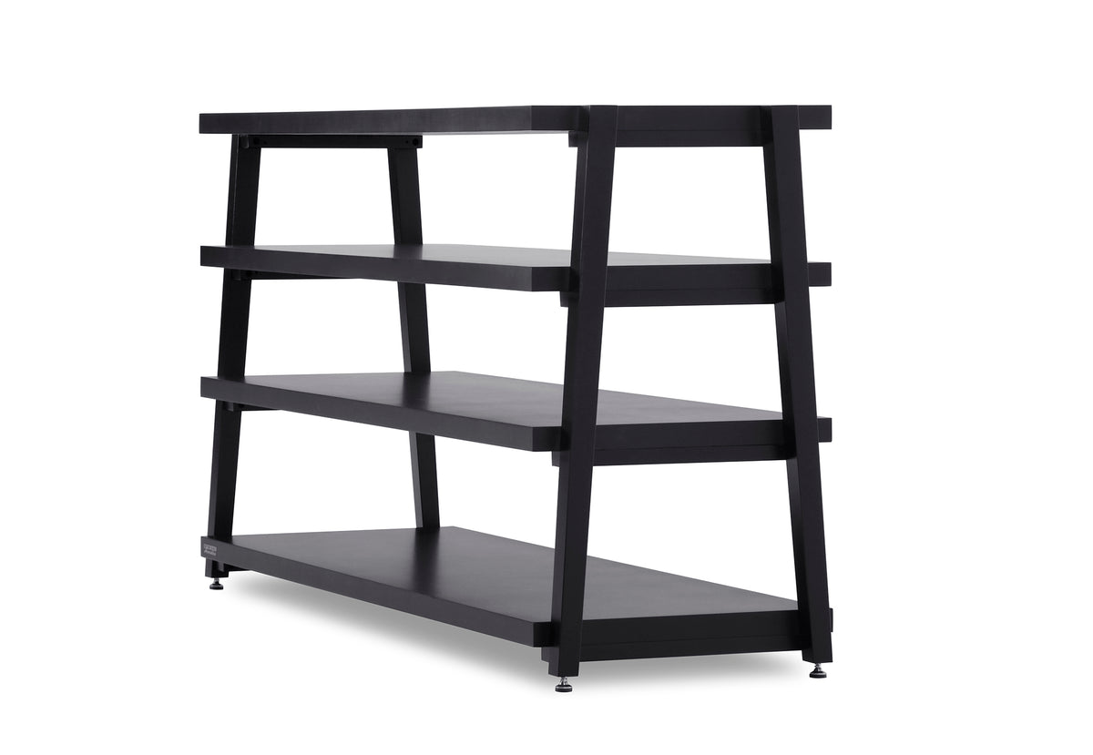 + rigidrackPLUS - 4 Shelf Rack - 1½" Thick Solid Midnite Maple Shelves - 1⅝" Midnite Maple Legs - Extended Shelf Spacing | Choice of Footer *** Estimated Ship Date: 3 Weeks from Date of Order ***