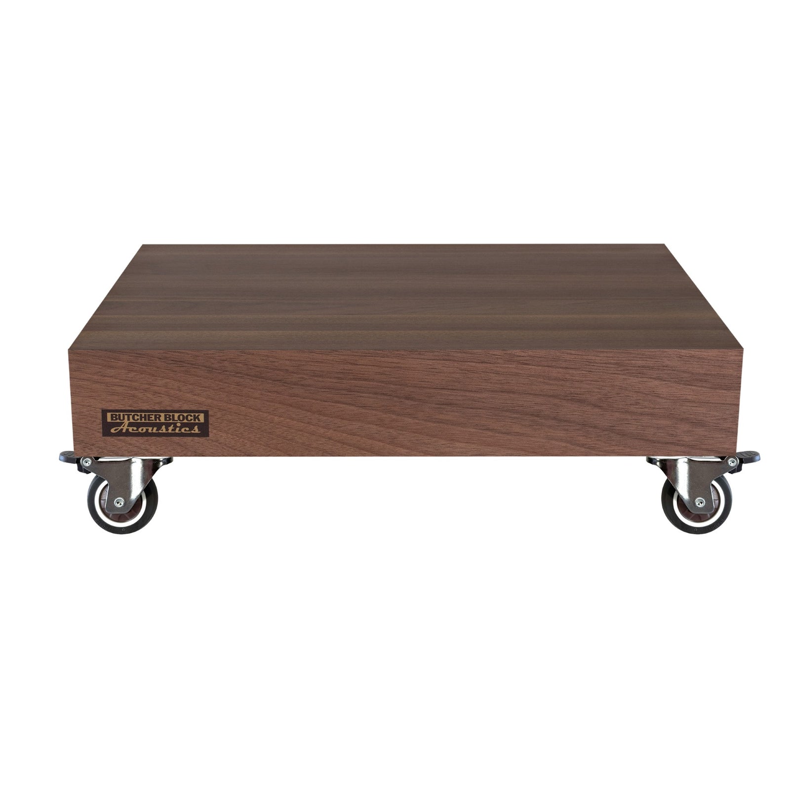 Mobile Audio Stands - Solid Walnut Platforms with 2" TPE Swivel Stem Casters