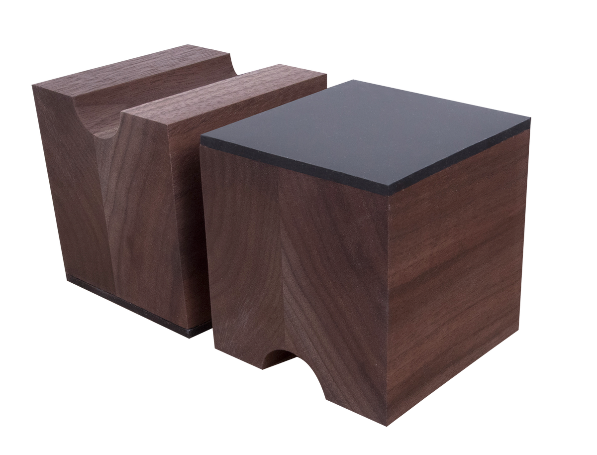 Cable Risers - Solid Hardwood - 3&quot; x 3&quot; x 3⅛&quot; w/ Viscoelastic Damping Pad (Set of 4)