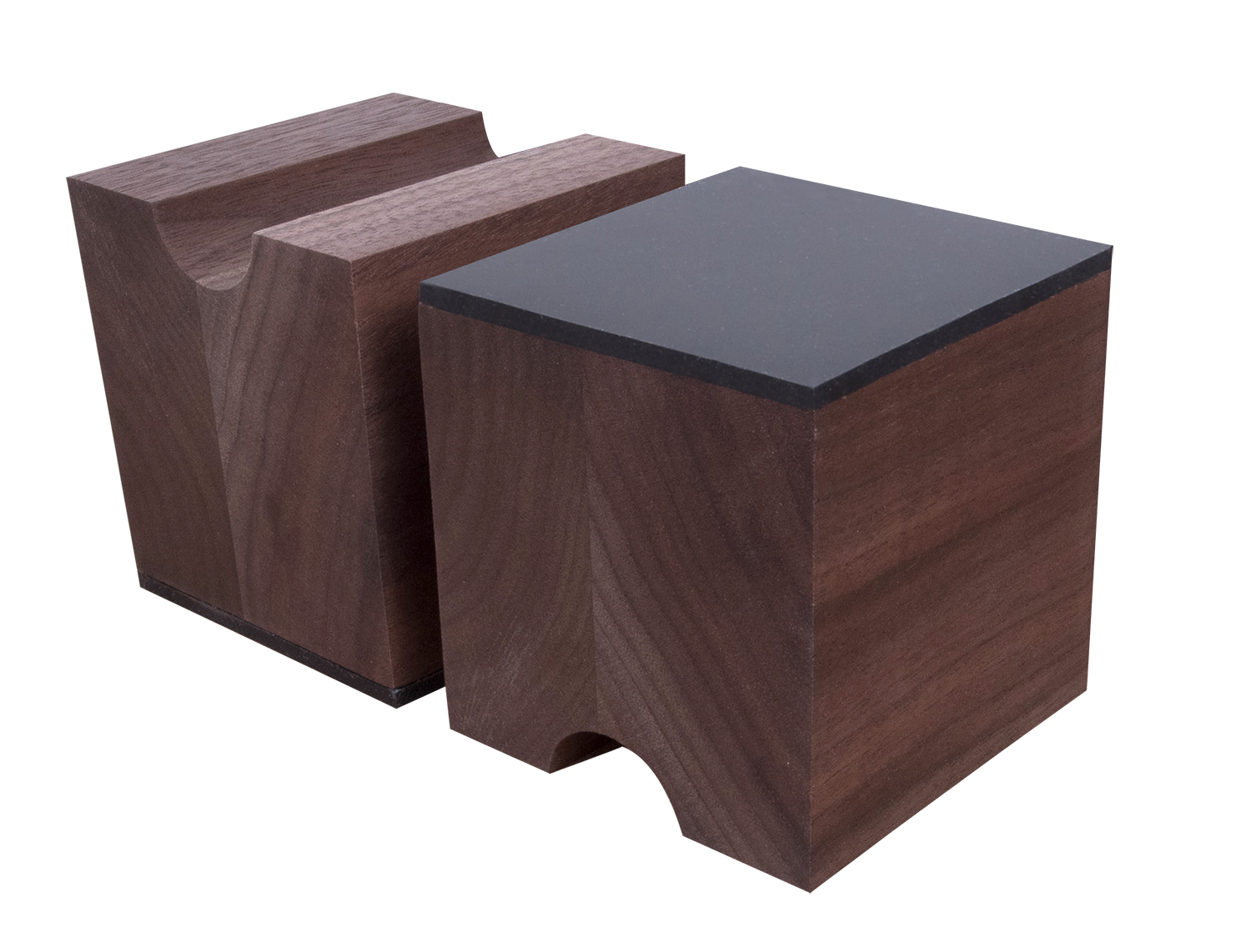 Cable Risers - Solid Hardwood - 3" x 3" x 3⅛" w/ Viscoelastic Damping Pad (Set of 4)