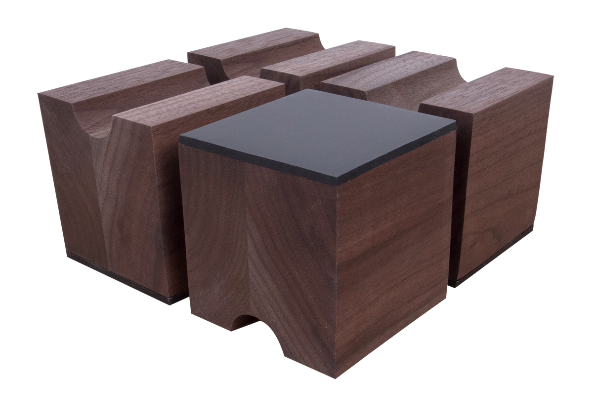 Cable Risers - Solid Hardwood - 3&quot; x 3&quot; x 3⅛&quot; w/ Viscoelastic Damping Pad (Set of 4)