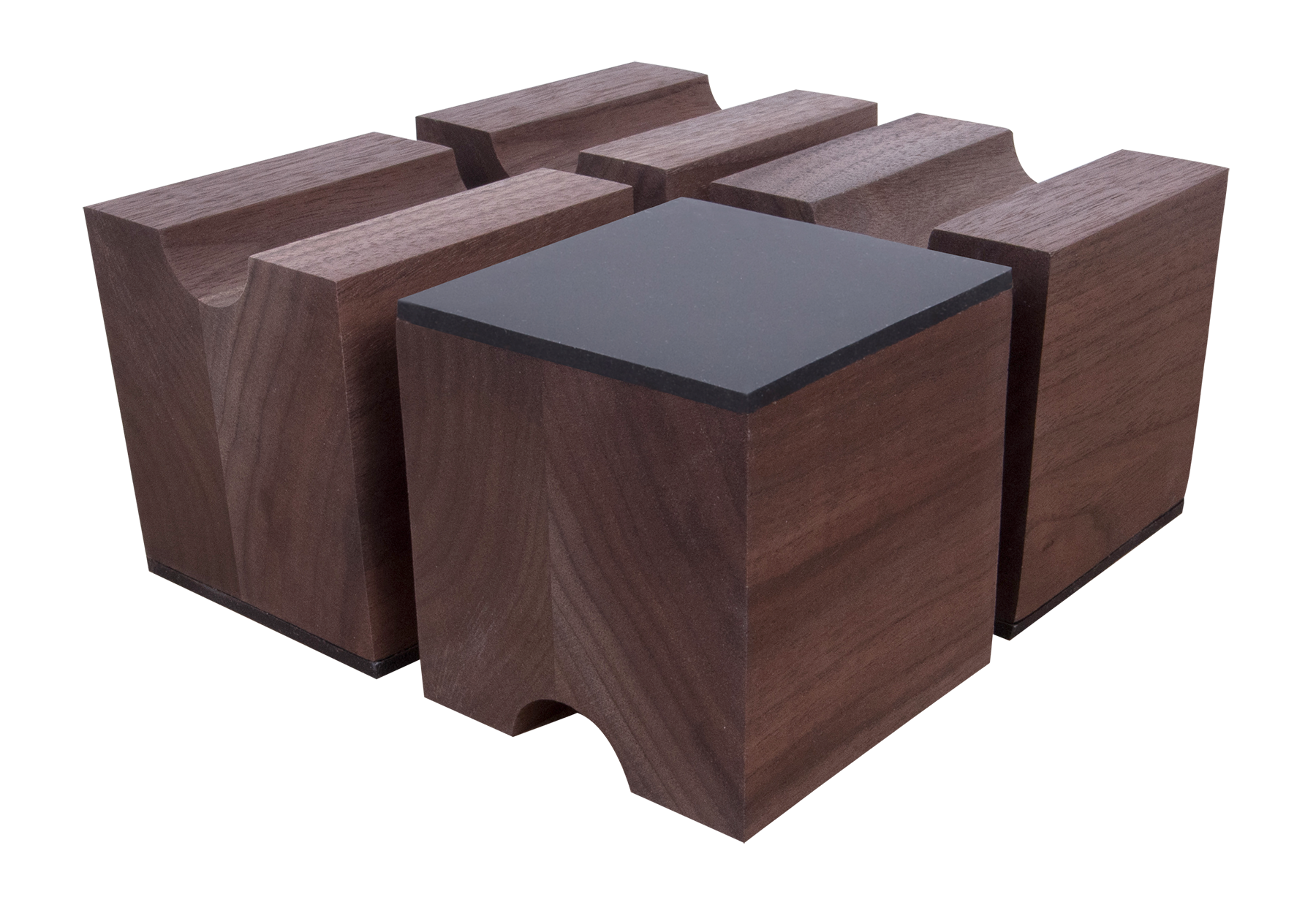 Cable Risers - Solid Hardwood - 3" x 3" x 3⅛" w/ Viscoelastic Damping Pad (Set of 4)