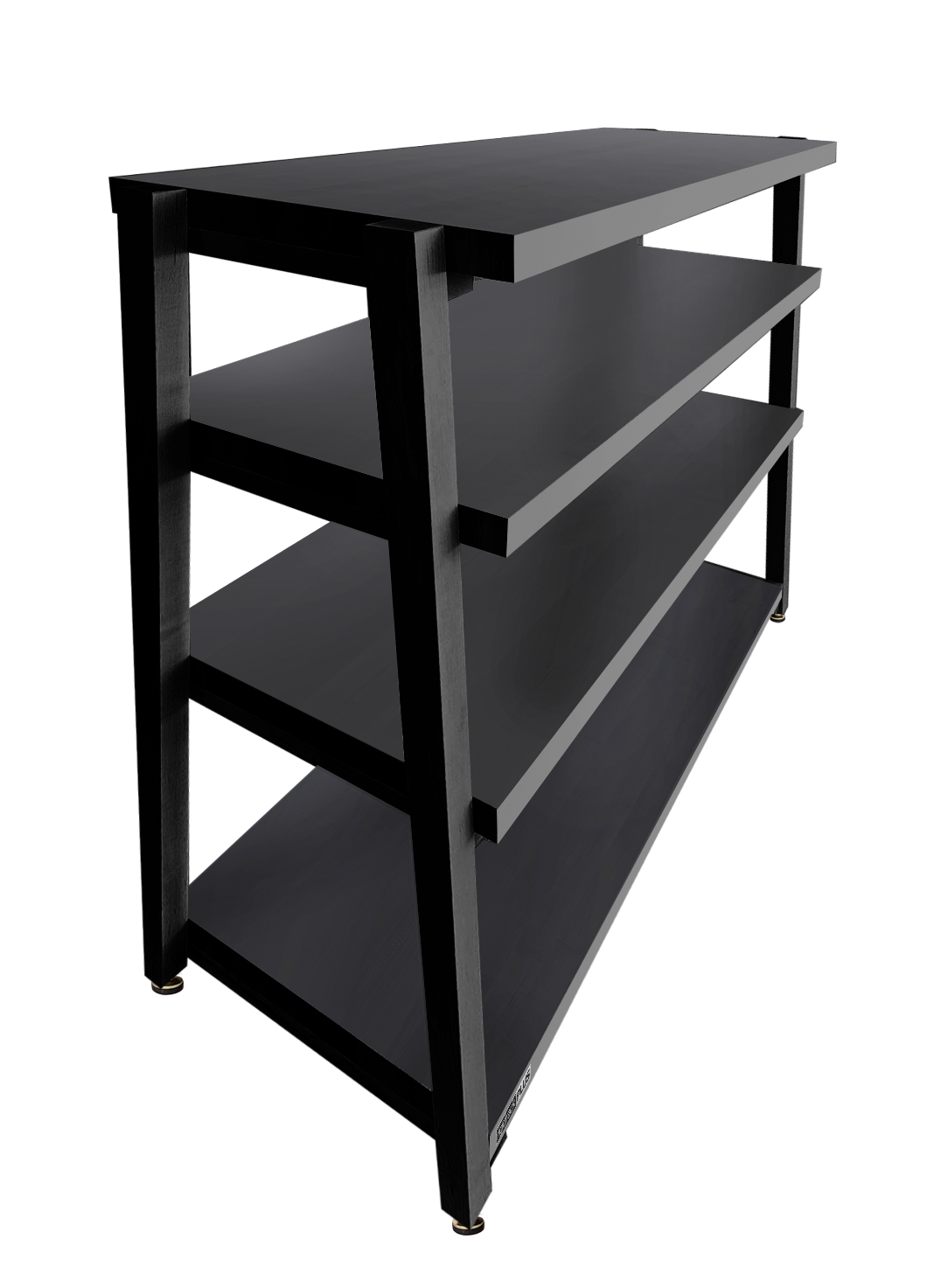 rigidrackPLUS - 4 Shelf Rack - 1½" Thick Solid Midnite Maple Shelves - 1⅝" Midnite Maple Legs - Extended Shelf Spacing | Choice of Footer *** Estimated Ship Date: 3 Weeks from Date of Order ***