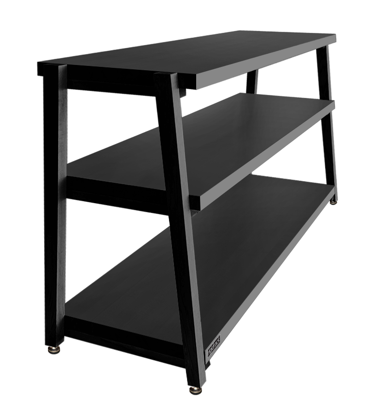 rigidrackPLUS - 3 Shelf Rack - 1½&quot; Thick Solid Midnite Maple Shelves - 1½&quot; Midnite Maple Legs - Extended Shelf Spacing *** Estimated Ship Date: 3 Weeks from Date of Order ***