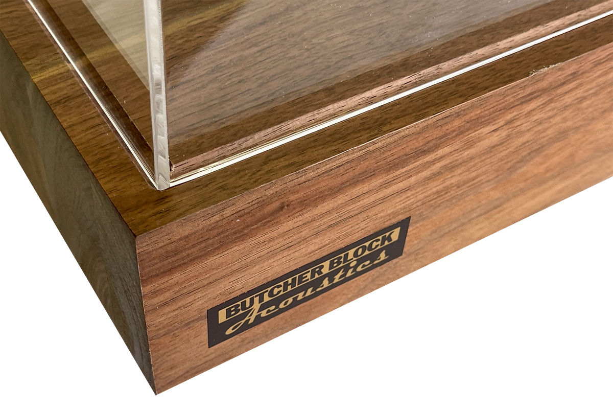 Channeled Walnut Turntable Platform & Matched 8” Tall Dust Cover Set