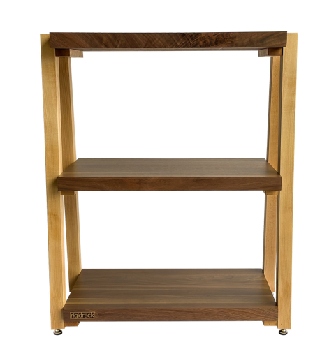 rigidrack® Record Rack - 2 Tier - 1½" Thick Solid Walnut Shelves - 1½" Maple Legs