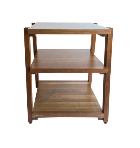 rigidrackPLUS - 3 Shelf Rack - 1½" Thick Solid Walnut Shelves - 1½" Walnut Legs - Extended Shelf Spacing