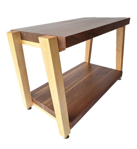 rigidrack® Record Rack - 1 Tier - 1½&quot; Thick Solid Walnut Shelves - 1½&quot; Maple Legs