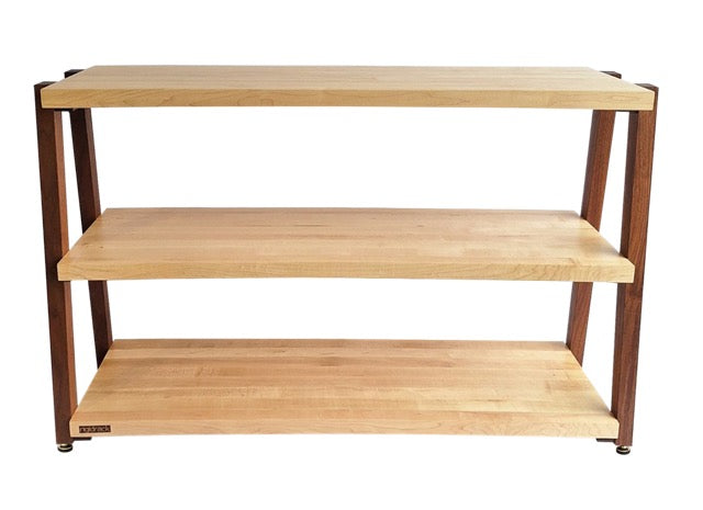 rigidrack® Record Rack - 2 Tier - 1½&quot; Thick Solid Maple Shelves - 1½&quot; Walnut Legs