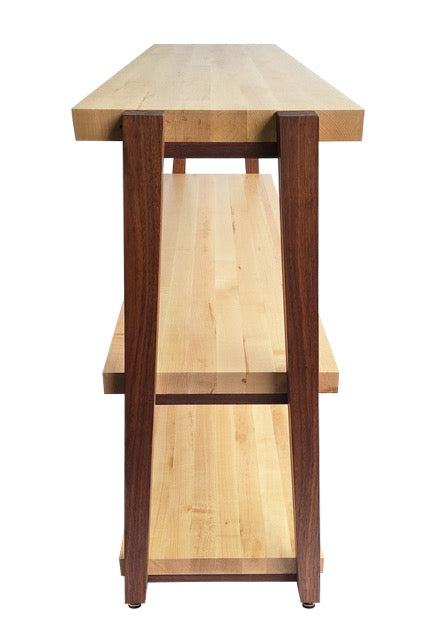 rigidrack® Record Rack - 2 Tier - 1½&quot; Thick Solid Maple Shelves - 1½&quot; Walnut Legs