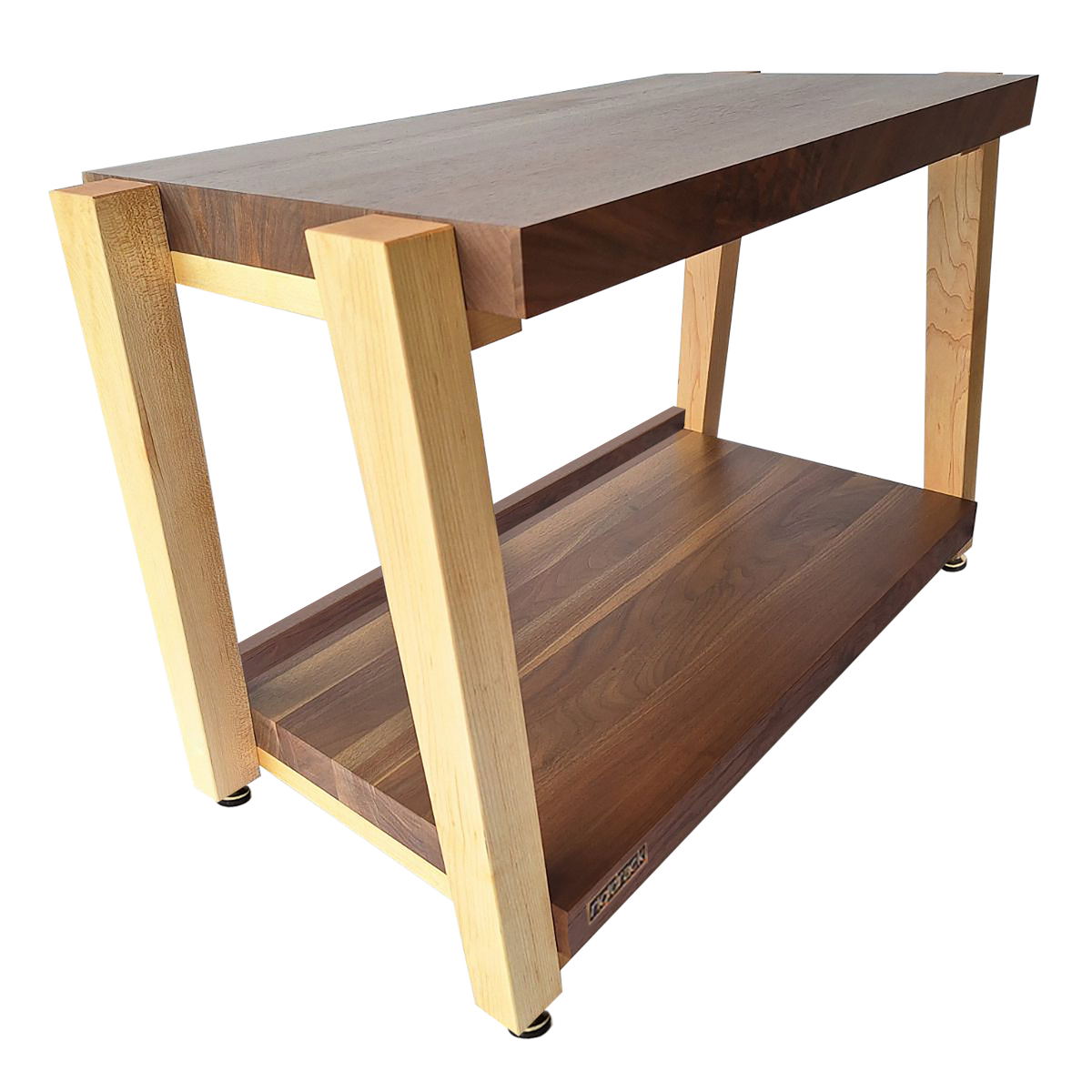 rigidrack® Record Rack - 1 Tier - 1½" Thick Solid Walnut Shelves - 1½" Maple Legs