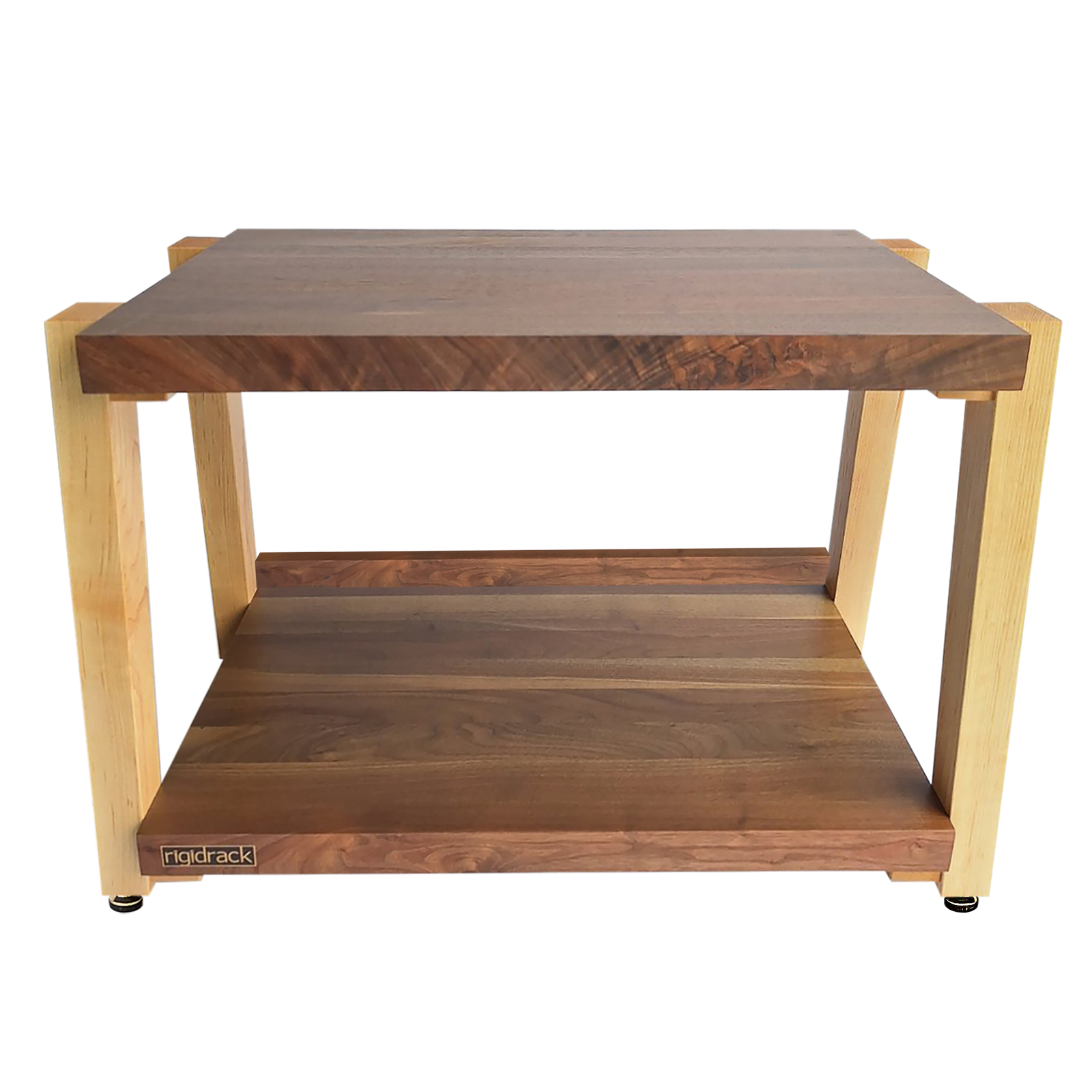 rigidrack® Record Rack - 1 Tier - 1½" Thick Solid Walnut Shelves - 1½" Maple Legs