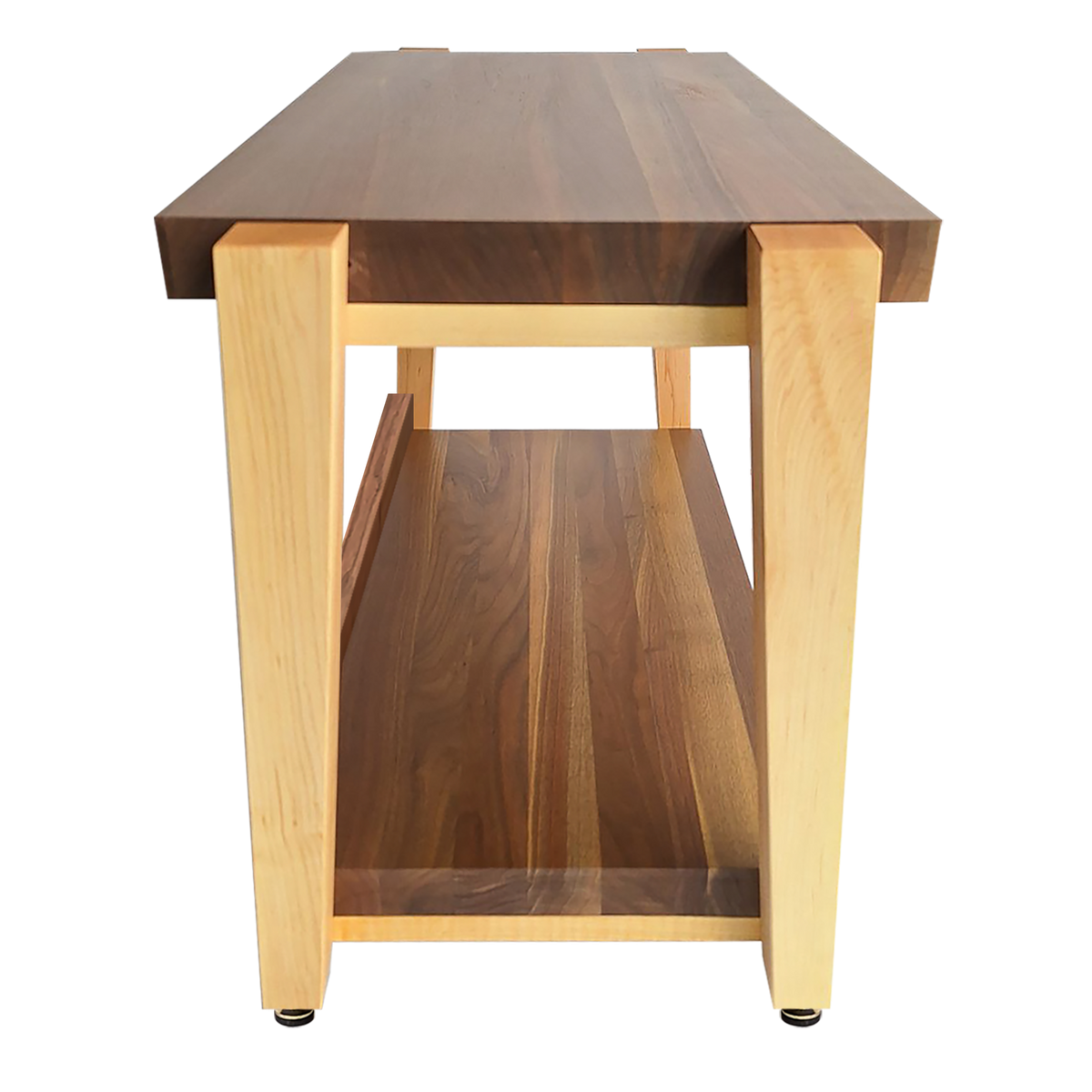 rigidrack® Record Rack - 1 Tier - 1½" Thick Solid Walnut Shelves - 1½" Maple Legs