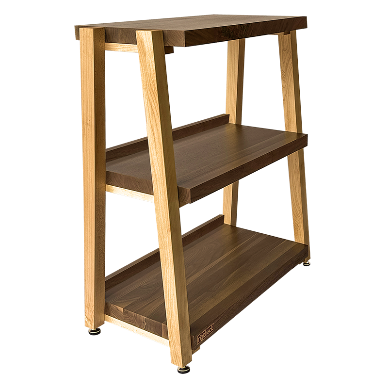 rigidrack® Record Rack - 2 Tier - 1½" Thick Solid Walnut Shelves - 1½" Maple Legs