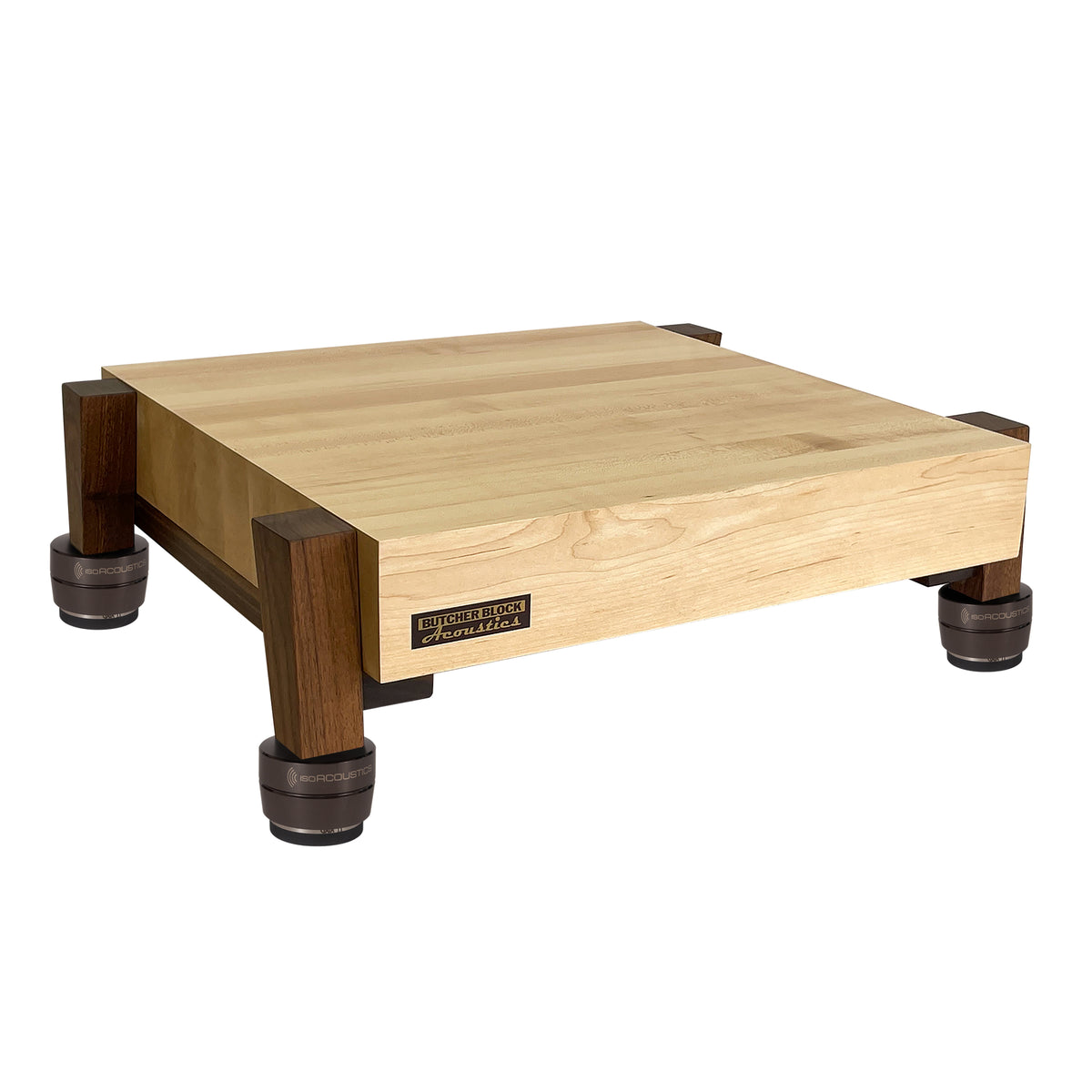 rigidstand - 3" Thick Solid Maple Platforms - 1½" Thick Walnut Legs | Choice of Footer