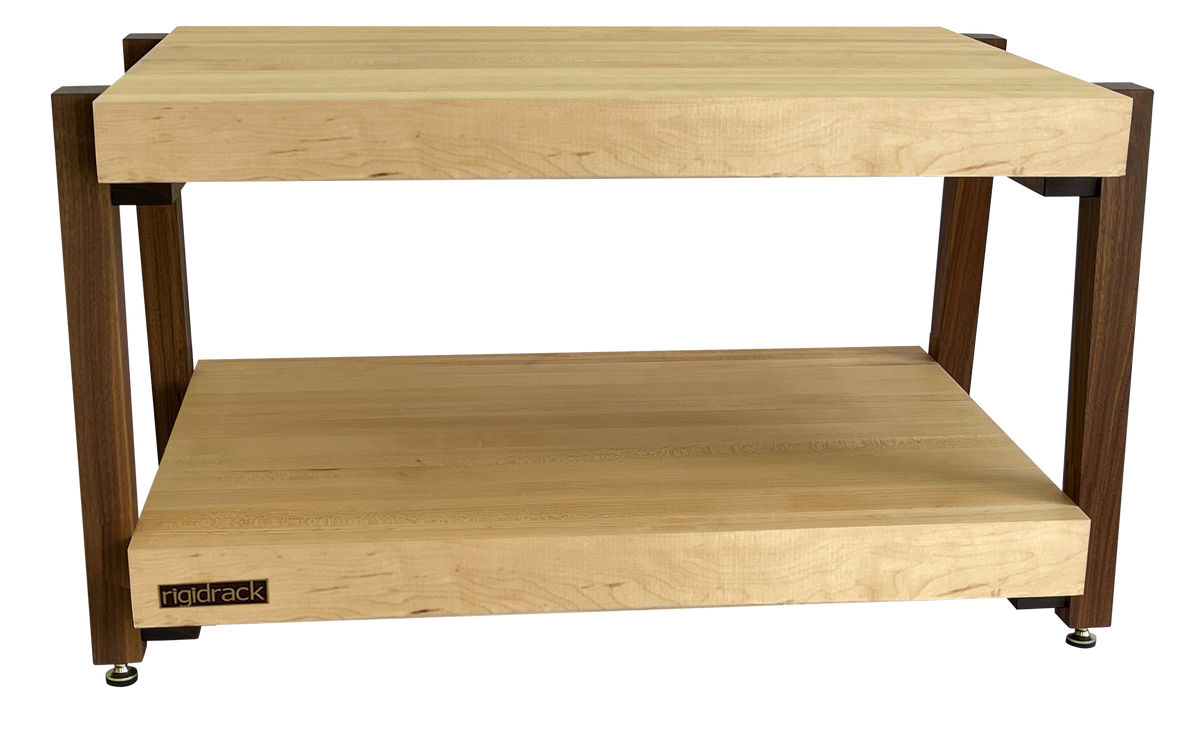 The BEAST by rigidrackPLUS - 2 Shelf - 3&quot; Thick Solid Maple Shelves - 1¾&quot; Walnut Legs - 14&quot; Shelf Spacing