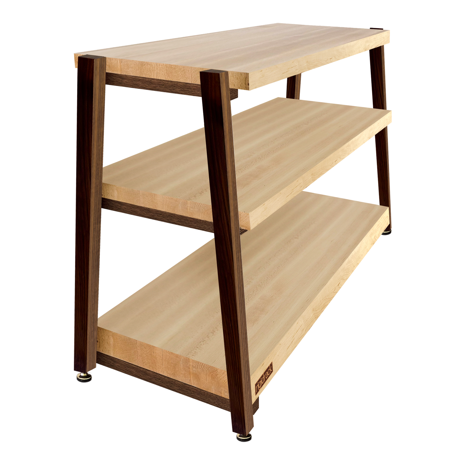 The BEAST by rigidrackPLUS - 3 Shelf - 1½" Thick Solid Maple Top & Middle Shelves - 3" Thick Solid Maple Bottom Shelf - 1¾" Walnut Legs - Extended Shelf Spacing